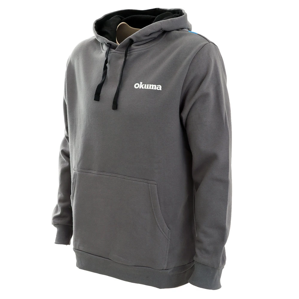 Okuma Motif Cotton Mens Hoodie Grey 2 Okuma Motif Cotton Mens Hoodie Grey
